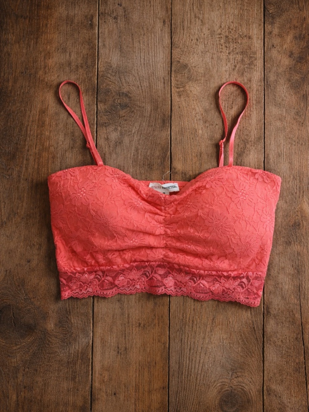 Zenana Lace Bralette with Adjustable Straps - Coral medium